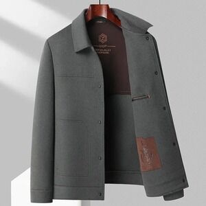 Hudson & Mark Wool Blend Snap Front Jacket‎ Charcoal Grey Large New In Packaging